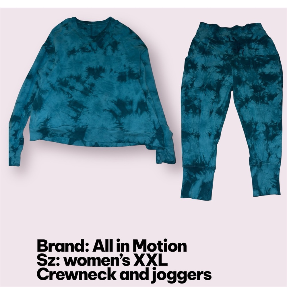 All in Motion Teal Green Crewneck and Joggers